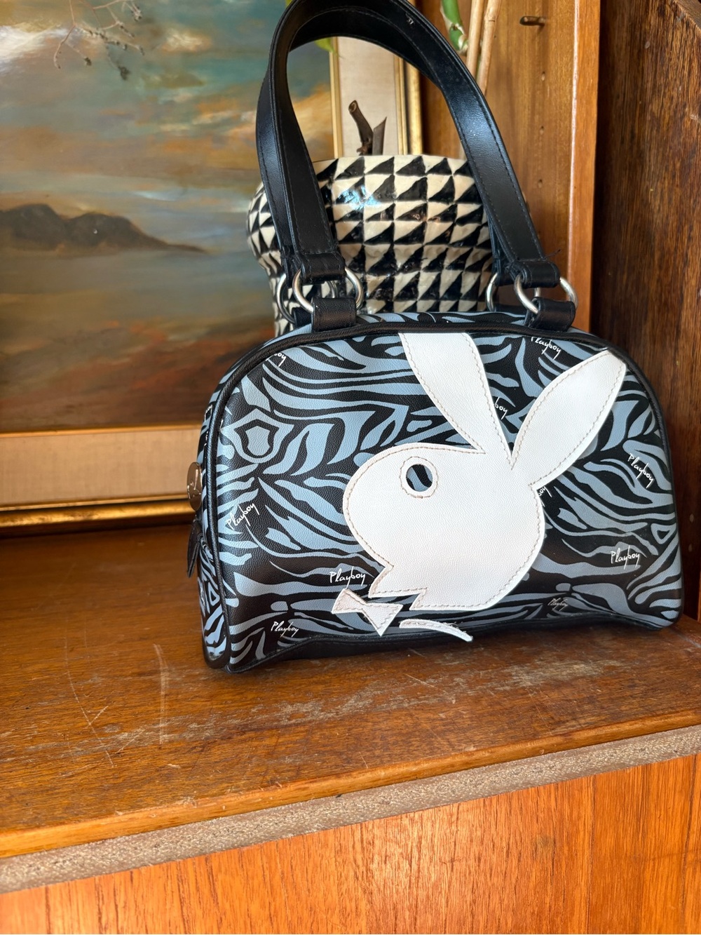 Vintage Y2K Playboy PVC Mini Bowler Bag